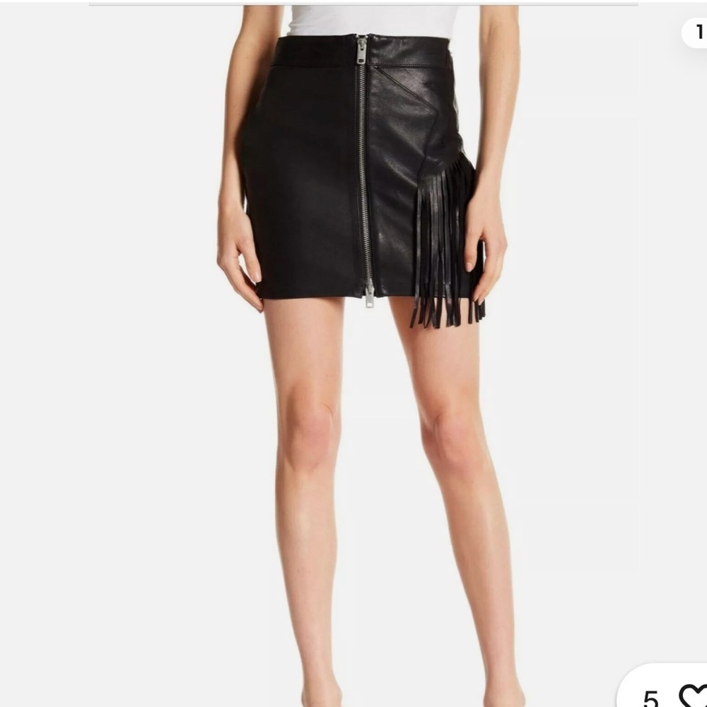 Diesel Woman’s  L- Navi Leather Fringe Skirt - Lambskin Leather 🖤